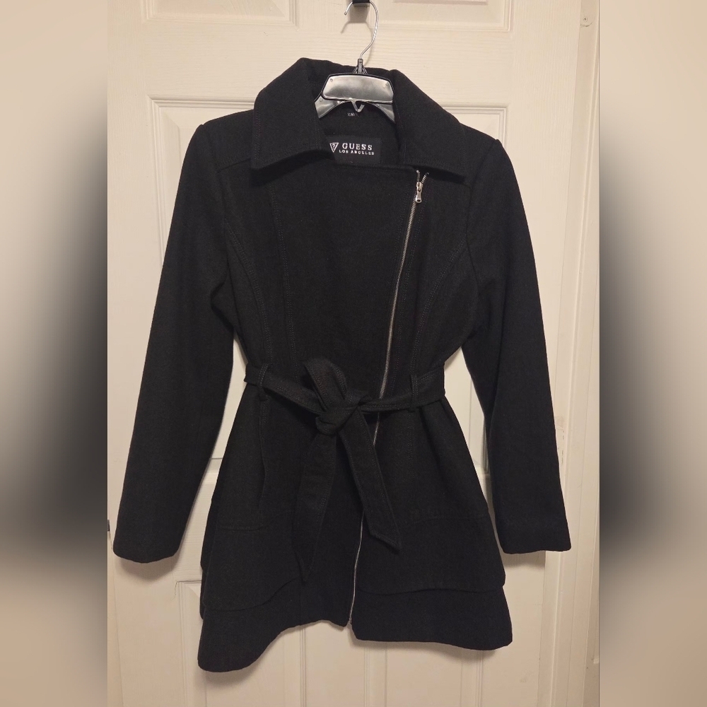 Guess Los Angeles Gray Full Zipper Peacoat Size XL - Picture 4 of 8